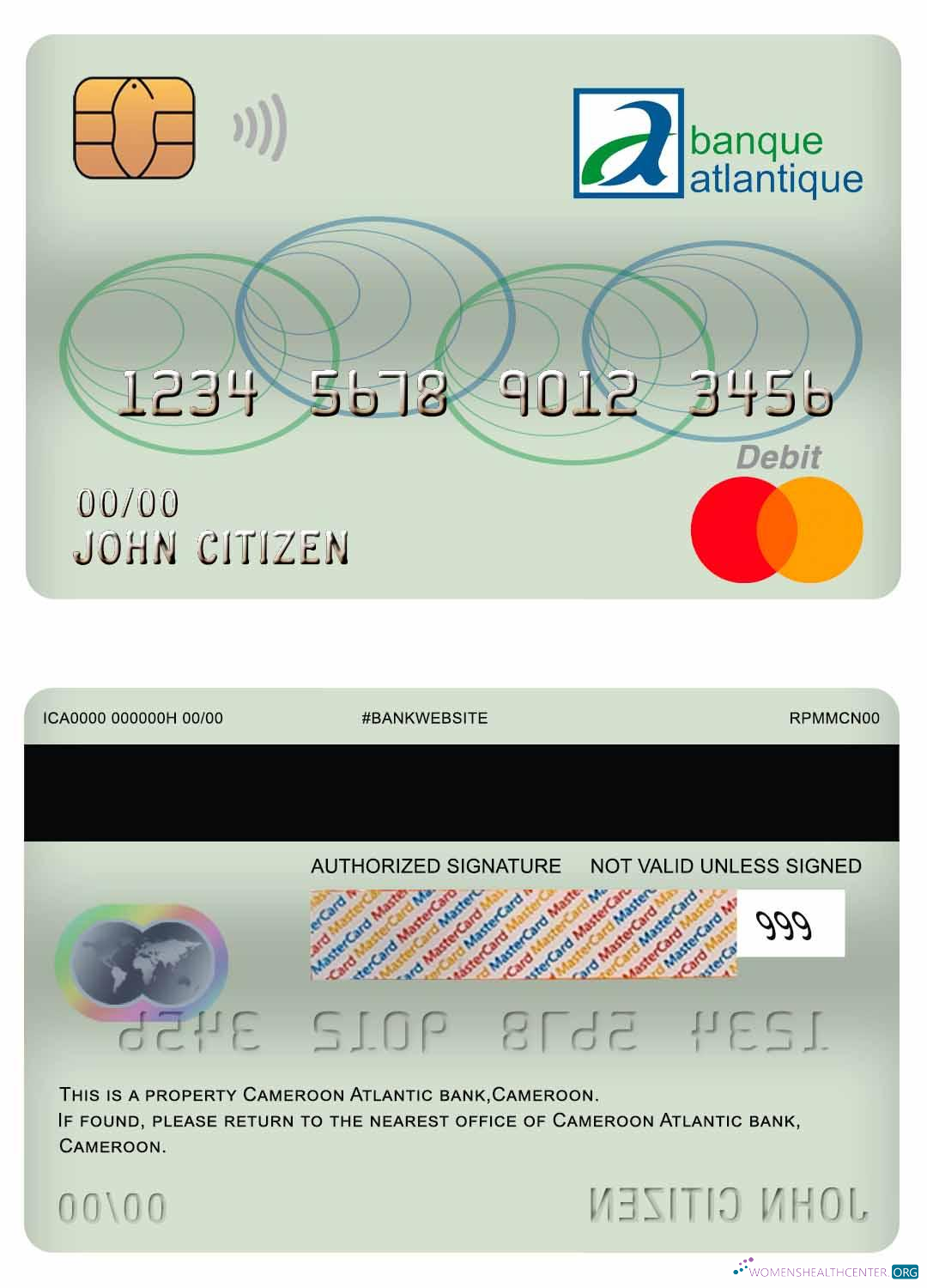 Download Cameroon Atlantic bank mastercard debit card Photoshop template